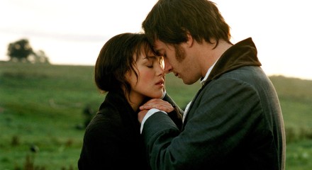 Mr Darcy and Elizabeth Bennet embrace in a still from the end of the 2005 film adaptation of Pride and Prejudice